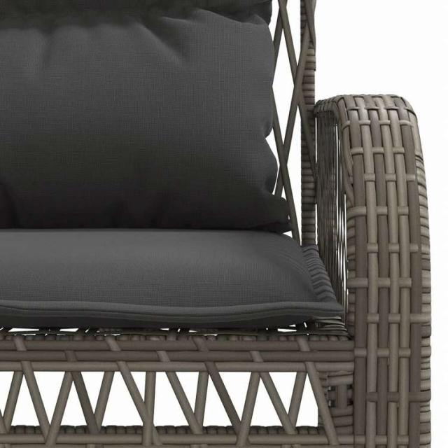 vidaXL ガーデンソファ4点セット クッション付き 灰色 ポリラタン製家具 アウトドア家具 屋外家具セット(代引不可)【送料無料】_9