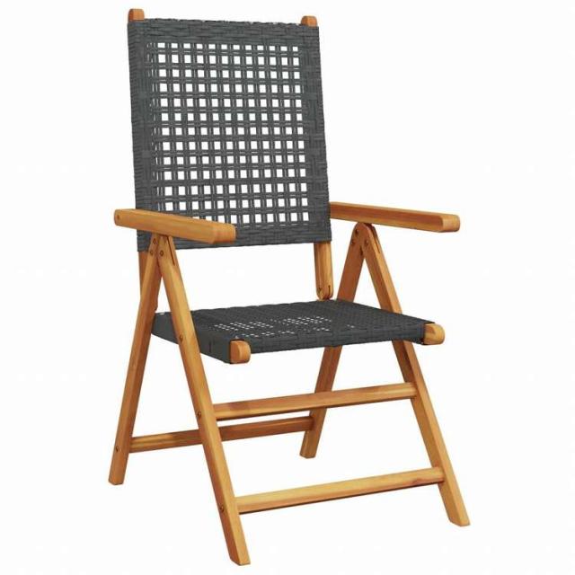 vidaXL ガーデンチェア 2点 ブラック アカシア無垢材&ポリラタン家具 アウトドア家具 屋外椅子 アウトドアベンチチェア(代引不可)【送料無料】_3