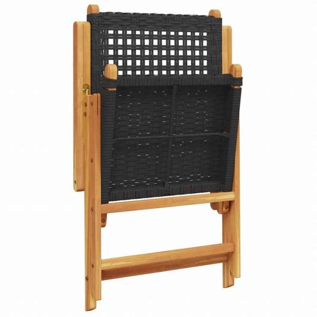 vidaXL ガーデンチェア 2点 ブラック アカシア無垢材&ポリラタン家具 アウトドア家具 屋外椅子 アウトドアベンチチェア(代引不可)【送料無料】_7