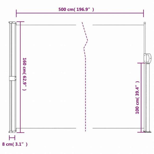 vidaXL 引き込み式サイドオーニング 160x500cm アントラシートホーム&ガーデン 芝&ガーデン アウトドアリビング 屋外用傘・サンシェード(代引不可)【送料無料】_9