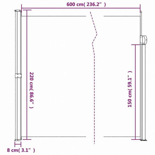 vidaXL 格納式サイドオーニング アントラシート 220x600 cmホーム&amp;ガーデン 芝&amp;ガーデン アウトドアリビング 屋外用傘・サンシェード(代引不可)【送料無料】_9