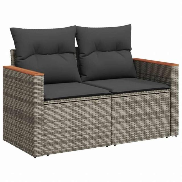 vidaXL ガーデンソファ11点セット クッション付き ポリラタン製 グレー家具 アウトドア家具 屋外家具セット(代引不可)【送料無料】