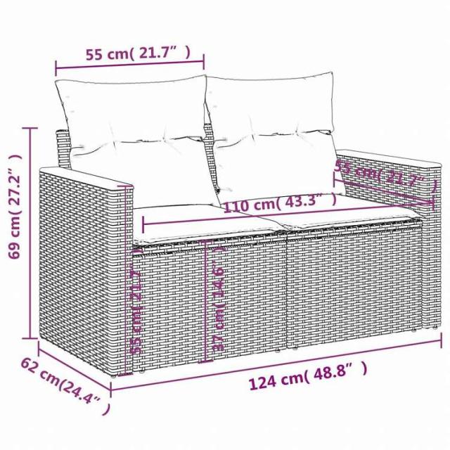 vidaXL ガーデンソファ11点セット クッション付き ポリラタン製 グレー家具 アウトドア家具 屋外家具セット(代引不可)【送料無料】