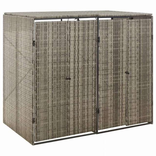 vidaXL ダブルホイールビン収納庫 グレー 140x80x117cm ポリラタン製ホーム&ガーデン 家事用品 廃棄物処理用品 ごみ箱・廃棄物コンテナ用囲い灰色(代引不可)【送料無料】 25,055円
