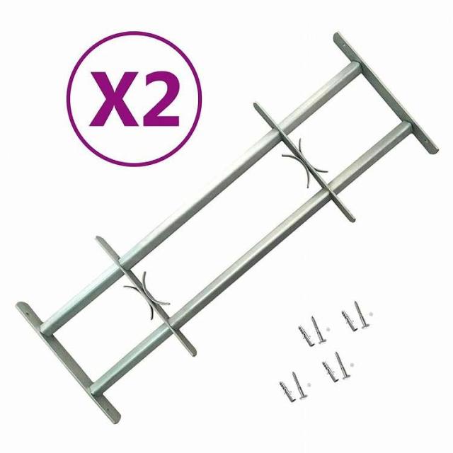 vidaXL 調節可能な窓用セキュリティグリル 2個セット 1000~1500mmハードウェア 建築資材 窓シルバー(代引不可)【送料無料】