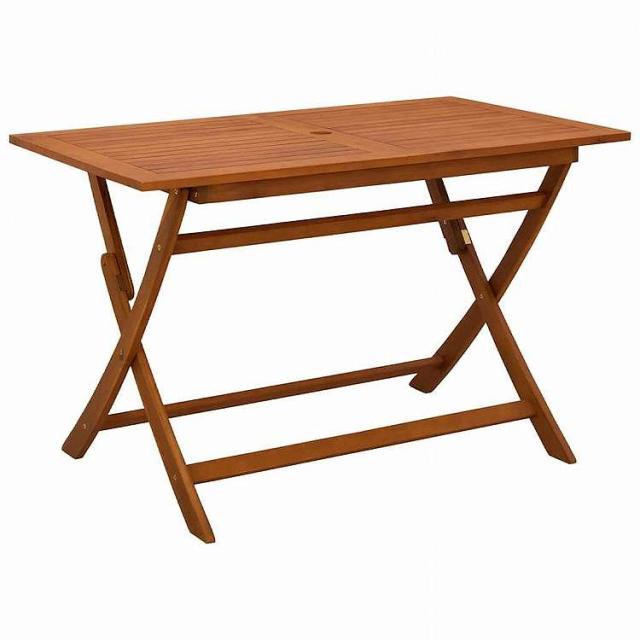 vidaXL 折りたたみ式ガーデンテーブル 120x70x75cm ユーカリ無垢材家具 アウトドア家具 アウトドアテーブル茶色(代引不可)【送料無料】