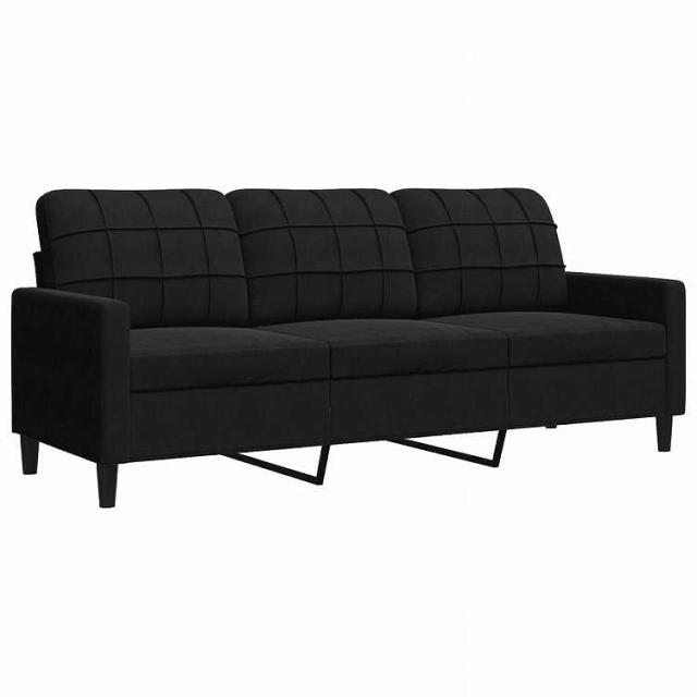 vidaXL 3人掛けソファ ブラック 180cm ベルベット家具 ソファ黒(代引不可)【送料無料】