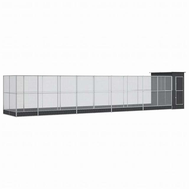 vidaXL 拡張型鳥小屋 シルバー 1037x203x216 cm スチール製動物&ペット用品 ペット用品 鳥用品 取りかご・スタンドシルバー(代引不可)【送料無料】