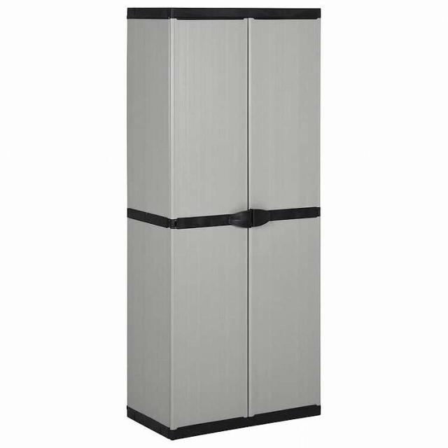 vidaXL ガーデン収納キャビネット 3段棚付き グレー&ブラック 68x40x168cm家具 キャビネット&収納 収納キャビネット・ロッカー灰色(代引不可)【送料無料】