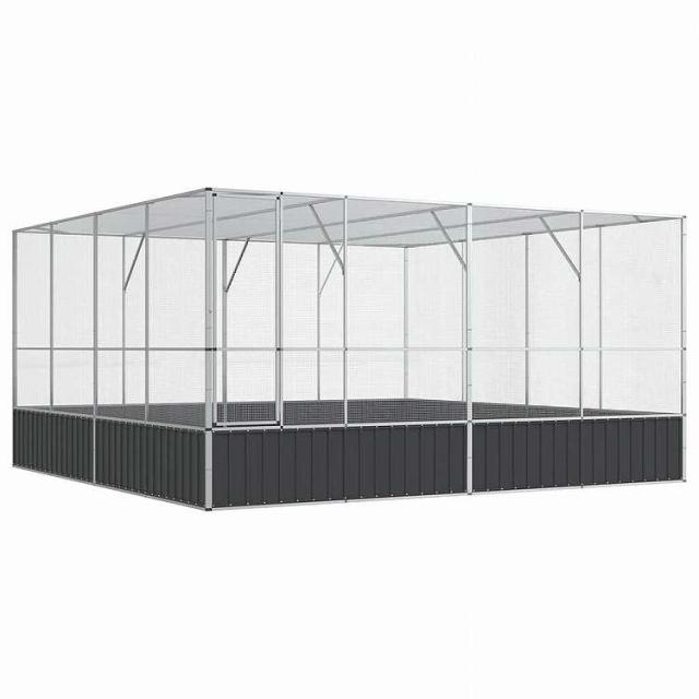 vidaXL 鳥小屋 シルバー 418x414x212 cm スチール動物&ペット用品 ペット用品 鳥用品 取りかご・スタンド(代引不可)【送料無料】
