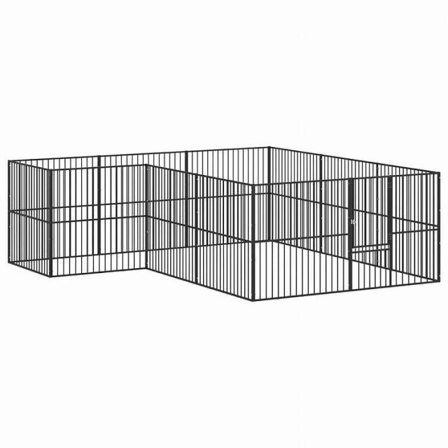 vidaXL 犬用プレイペン 12パネル ブラック亜鉛メッキスチール動物&ペット用品 ペット用品 犬用品 ドッグハウス黒(代引不可)【送料無料】