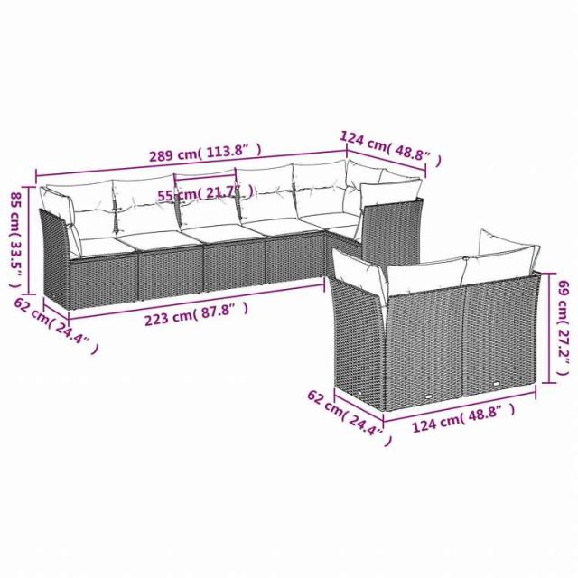 vidaXL ガーデンラウンジ8点セット クッション付き グレー ポリラタン製家具 アウトドア家具 屋外家具セット(代引不可)【送料無料】_2