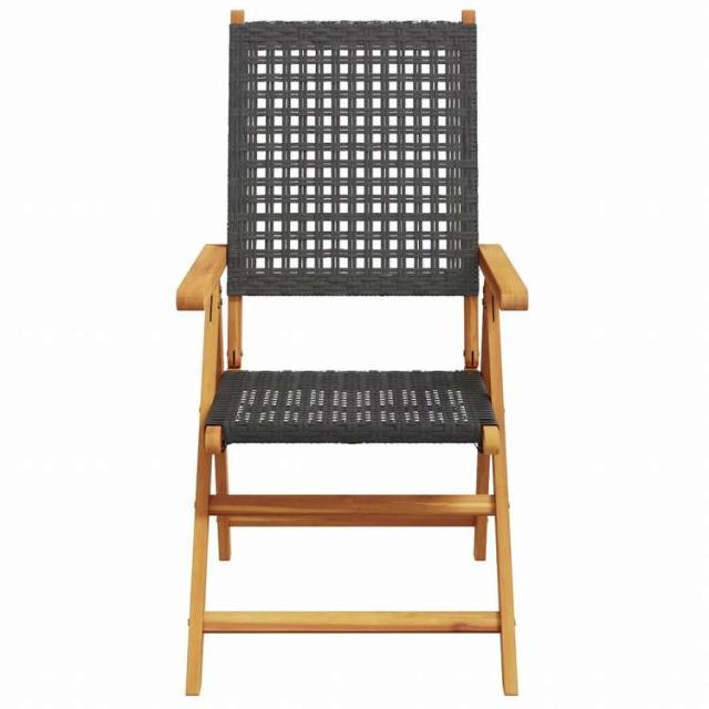vidaXL リクライニングガーデンチェア 6点 ブラック ポリラタン&無垢材家具 アウトドア家具 屋外椅子 アウトドアベンチチェア(代引不可)【送料無料】_3