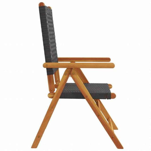 vidaXL リクライニングガーデンチェア 6点 ブラック ポリラタン&無垢材家具 アウトドア家具 屋外椅子 アウトドアベンチチェア(代引不可)【送料無料】_4