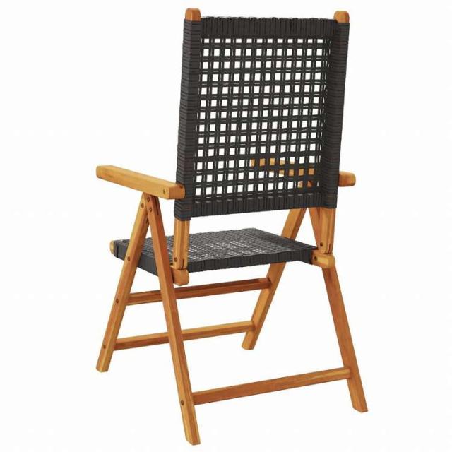 vidaXL リクライニングガーデンチェア 6点 ブラック ポリラタン&無垢材家具 アウトドア家具 屋外椅子 アウトドアベンチチェア(代引不可)【送料無料】_5