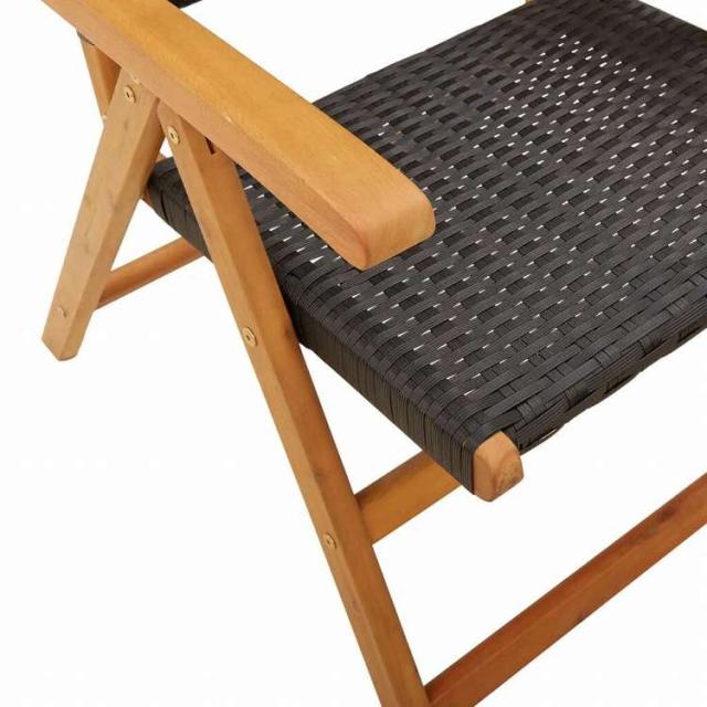 vidaXL リクライニングガーデンチェア 6点 ブラック ポリラタン&無垢材家具 アウトドア家具 屋外椅子 アウトドアベンチチェア(代引不可)【送料無料】_7
