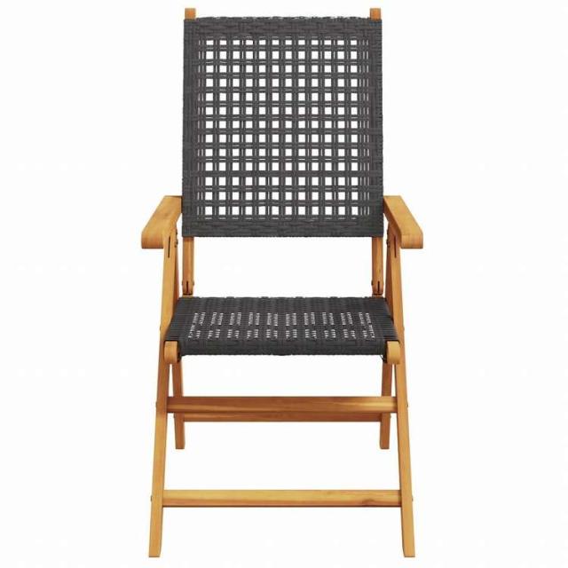 vidaXL リクライニングガーデンチェア 8点 ブラック ポリラタン&無垢材家具 アウトドア家具 屋外椅子 アウトドアベンチチェア(代引不可)【送料無料】_3
