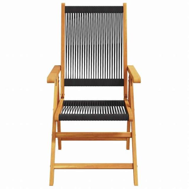 vidaXL リクライニングガーデンチェア 6点セット ブラック アカシア無垢材家具 アウトドア家具 屋外椅子 アウトドアベンチチェア(代引不可)【送料無料】_3