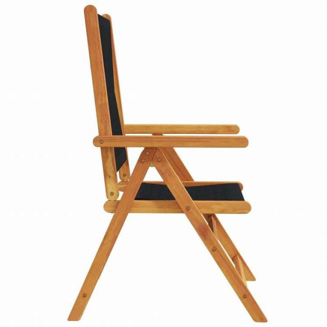 vidaXL リクライニングガーデンチェア 6点セット ブラック アカシア無垢材家具 アウトドア家具 屋外椅子 アウトドアベンチチェア(代引不可)【送料無料】_4