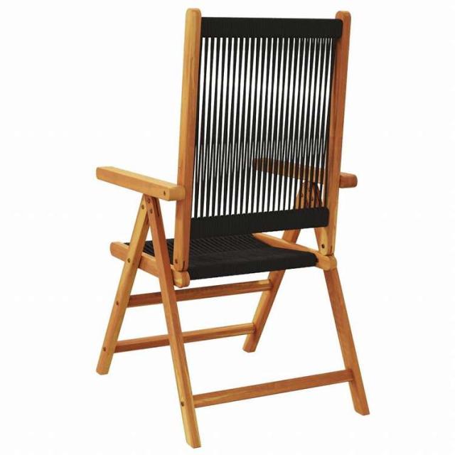 vidaXL リクライニングガーデンチェア 6点セット ブラック アカシア無垢材家具 アウトドア家具 屋外椅子 アウトドアベンチチェア(代引不可)【送料無料】_5