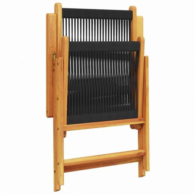 vidaXL リクライニングガーデンチェア 6点セット ブラック アカシア無垢材家具 アウトドア家具 屋外椅子 アウトドアベンチチェア(代引不可)【送料無料】_6