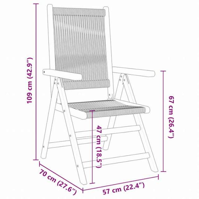 vidaXL リクライニングガーデンチェア 6点セット ブラック アカシア無垢材家具 アウトドア家具 屋外椅子 アウトドアベンチチェア(代引不可)【送料無料】_9