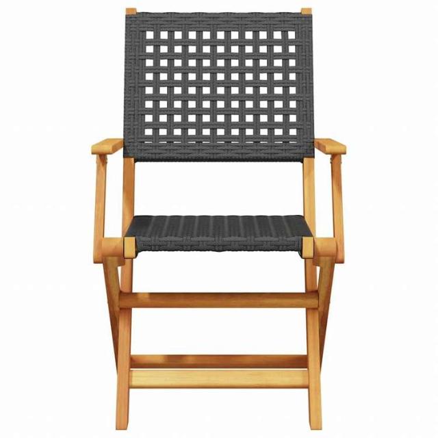 vidaXL 折りたたみガーデンチェア 6点 ブラック ポリラタン&無垢材家具 アウトドア家具 屋外椅子 アウトドアベンチチェア(代引不可)【送料無料】_3