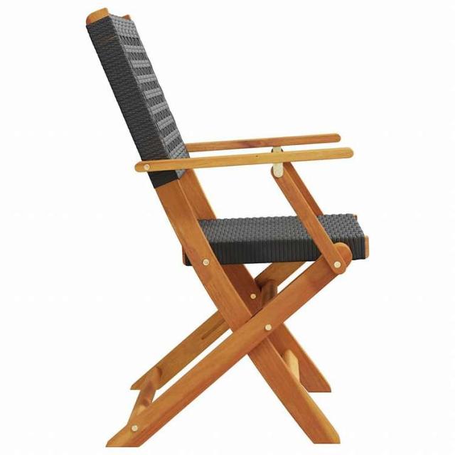 vidaXL 折りたたみガーデンチェア 6点 ブラック ポリラタン&無垢材家具 アウトドア家具 屋外椅子 アウトドアベンチチェア(代引不可)【送料無料】_4