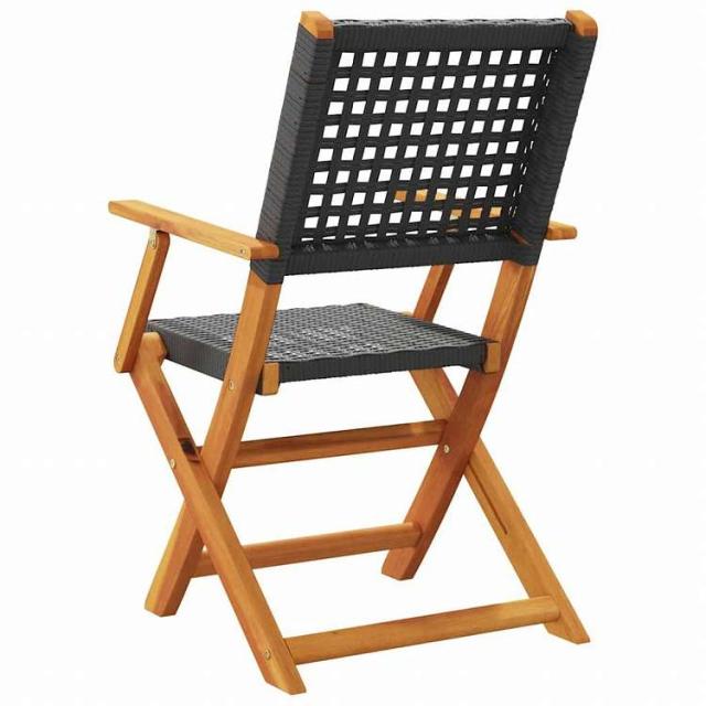 vidaXL 折りたたみガーデンチェア 6点 ブラック ポリラタン&無垢材家具 アウトドア家具 屋外椅子 アウトドアベンチチェア(代引不可)【送料無料】_5