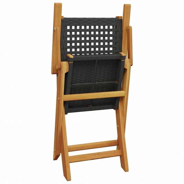 vidaXL 折りたたみガーデンチェア 8点 ブラック ポリラタン&無垢材家具 アウトドア家具 屋外椅子 アウトドアベンチチェア(代引不可)【送料無料】_6