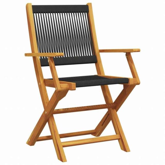 vidaXL 折りたたみガーデンチェア 4点セット ブラック アカシア無垢材家具 アウトドア家具 屋外椅子 アウトドアベンチチェア(代引不可)【送料無料】_2