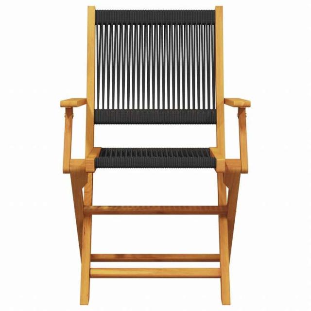 vidaXL 折りたたみガーデンチェア 4点セット ブラック アカシア無垢材家具 アウトドア家具 屋外椅子 アウトドアベンチチェア(代引不可)【送料無料】_3