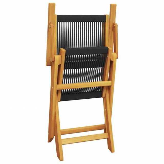 vidaXL 折りたたみガーデンチェア 4点セット ブラック アカシア無垢材家具 アウトドア家具 屋外椅子 アウトドアベンチチェア(代引不可)【送料無料】_6
