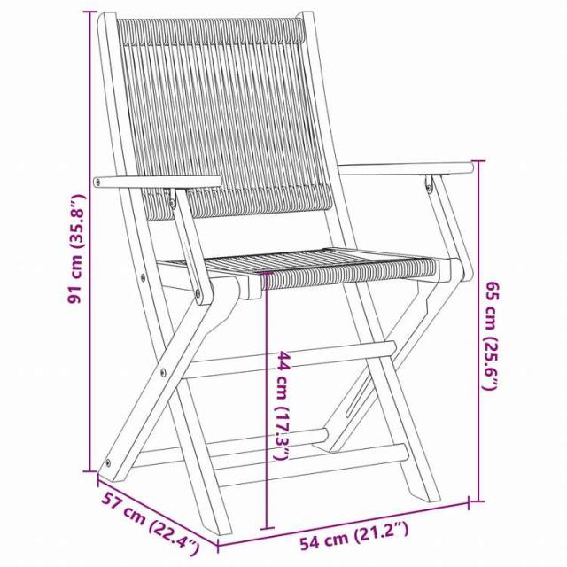 vidaXL 折りたたみガーデンチェア 4点セット ブラック アカシア無垢材家具 アウトドア家具 屋外椅子 アウトドアベンチチェア(代引不可)【送料無料】_9