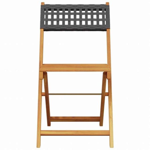vidaXL 折りたたみガーデンチェア 4点 ブラック ポリラタン&無垢材家具 アウトドア家具 屋外椅子 アウトドアベンチチェア(代引不可)【送料無料】_3