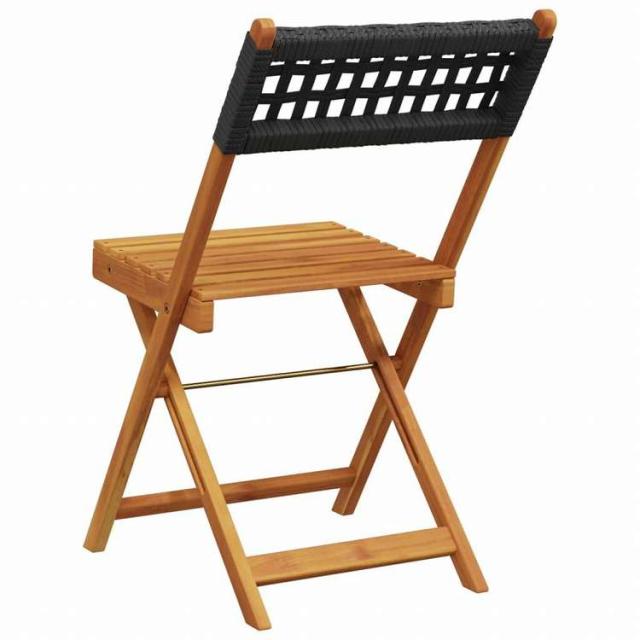 vidaXL 折りたたみガーデンチェア 4点 ブラック ポリラタン&無垢材家具 アウトドア家具 屋外椅子 アウトドアベンチチェア(代引不可)【送料無料】_5