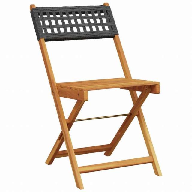 vidaXL 折りたたみガーデンチェア 8点 ブラック ポリラタン&無垢材家具 アウトドア家具 屋外椅子 アウトドアベンチチェア(代引不可)【送料無料】_2
