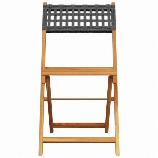 vidaXL 折りたたみガーデンチェア 8点 ブラック ポリラタン&無垢材家具 アウトドア家具 屋外椅子 アウトドアベンチチェア(代引不可)【送料無料】_3