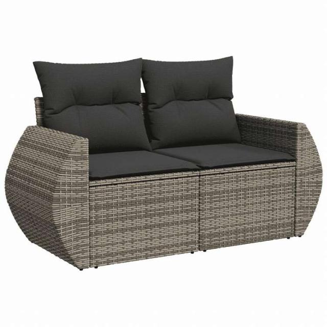 vidaXL ガーデンソファ4点セット クッション付き 灰色 ポリラタン製家具 アウトドア家具 屋外家具セット(代引不可)【送料無料】｜詳細画像