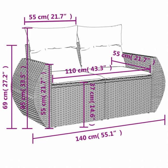 vidaXL ガーデンソファ6点セット クッション付き グレー ポリラタン製家具 アウトドア家具 屋外家具セット(代引不可)【送料無料】