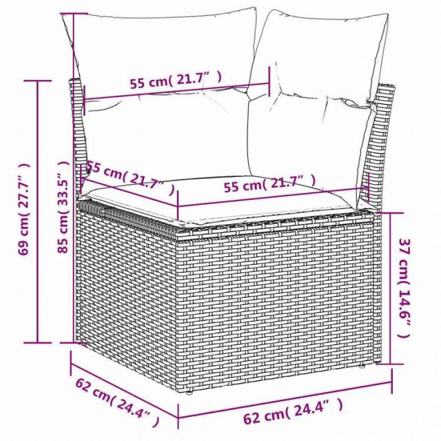 vidaXL ガーデンソファ6点セット クッション付き グレー ポリラタン製家具 アウトドア家具 屋外家具セット(代引不可)【送料無料】