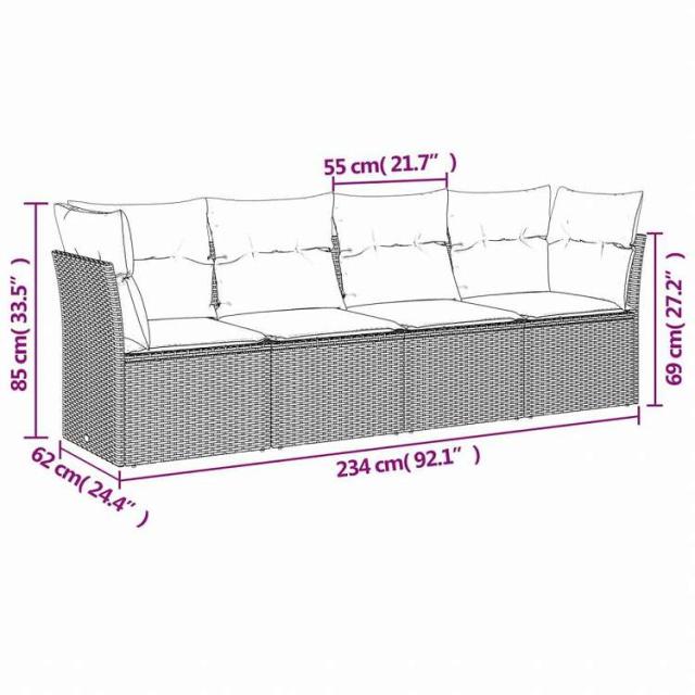 vidaXL ガーデンソファ4点セット クッション付き 灰色 ポリラタン製家具 アウトドア家具 屋外家具セット(代引不可)【送料無料】_2