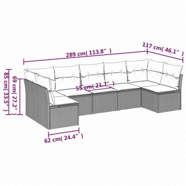 vidaXL ガーデンソファ7点セット クッション付き グレー ポリラタン家具 アウトドア家具 屋外家具セット(代引不可)【送料無料】_2