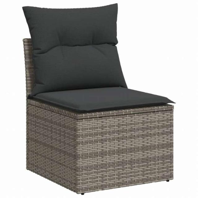 vidaXL ガーデンソファ7点セット クッション付き グレー ポリラタン家具 アウトドア家具 屋外家具セット(代引不可)【送料無料】