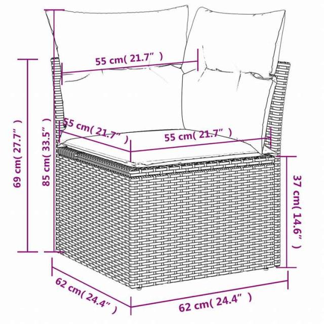 vidaXL ガーデンソファ7点セット クッション付き グレー ポリラタン家具 アウトドア家具 屋外家具セット(代引不可)【送料無料】
