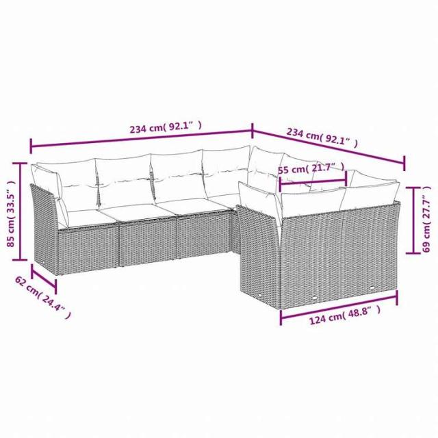 vidaXL ガーデンラウンジ8点セット クッション付き グレー ポリラタン製家具 アウトドア家具 屋外家具セット(代引不可)【送料無料】_2