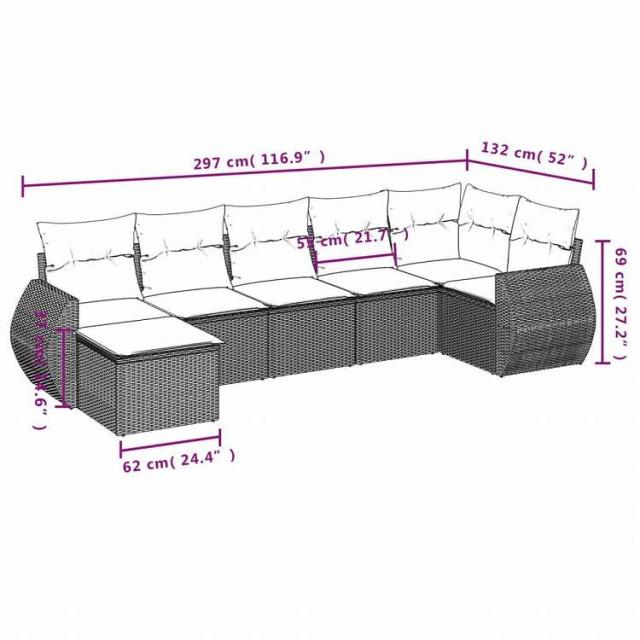 vidaXL ガーデンソファ7点セット クッション付き グレー ポリラタン家具 アウトドア家具 屋外家具セット(代引不可)【送料無料】_2