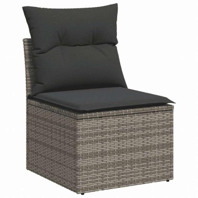 vidaXL ガーデンソファ5点セット クッション付き グレー ポリラタン製家具 アウトドア家具 屋外家具セット(代引不可)【送料無料】