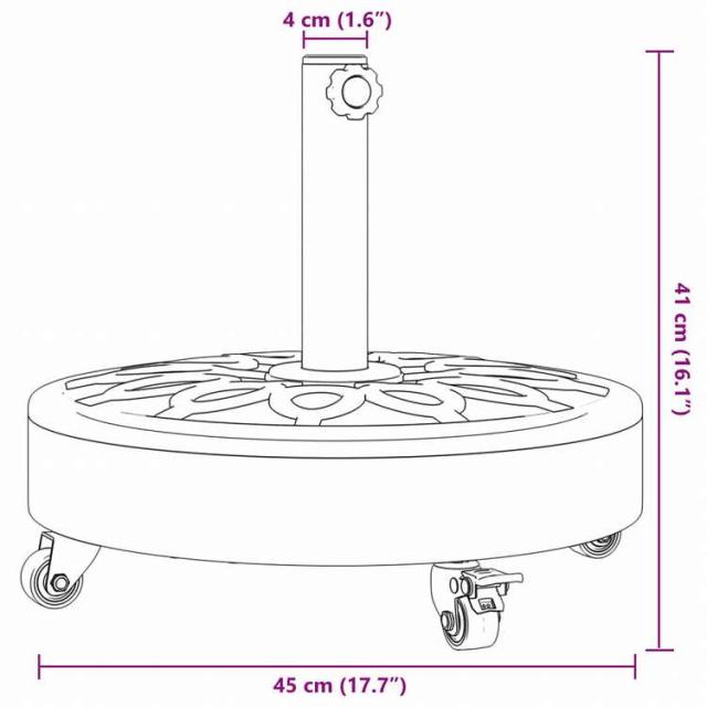 vidaXL パラソルベース ホイール付き O38 / 48 mm ポール用 27 kg ラウンドホーム&ガーデン 芝&ガーデン アウトドアリビング アウトドアアンブレラ&パラソルアクセサリー 屋外用アンブレラ土台(代_7