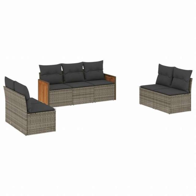 vidaXL ガーデンソファ7点セット クッション付き グレー ポリラタン家具 アウトドア家具 屋外家具セット(代引不可)【送料無料】_1